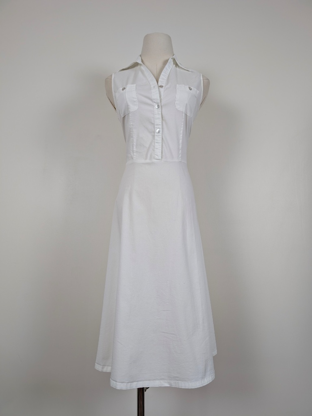 Cherokee White Khaki Midi Dress Size Medium Semi Formal Summer - Picture 6 of 14